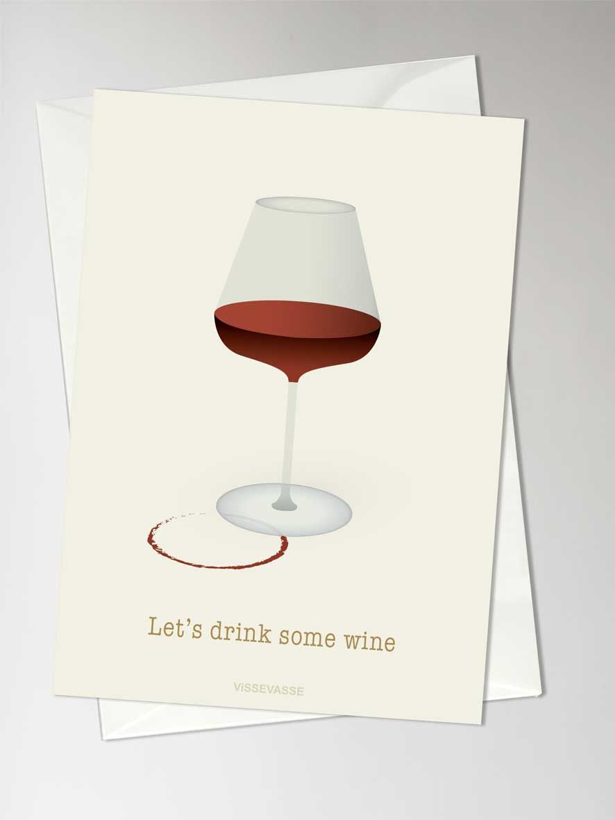 Wenskaart 'Let's drink some wine'